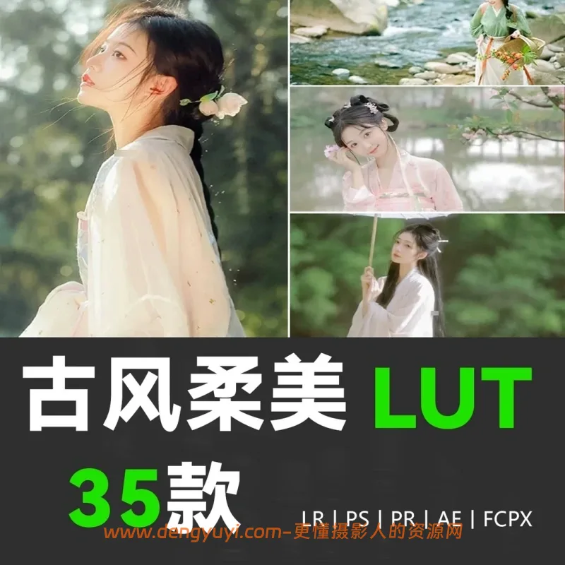 35款柔美古风古装汉服人像照片视频通用调色预设支持PSLR像素蛋糕剪映达芬奇