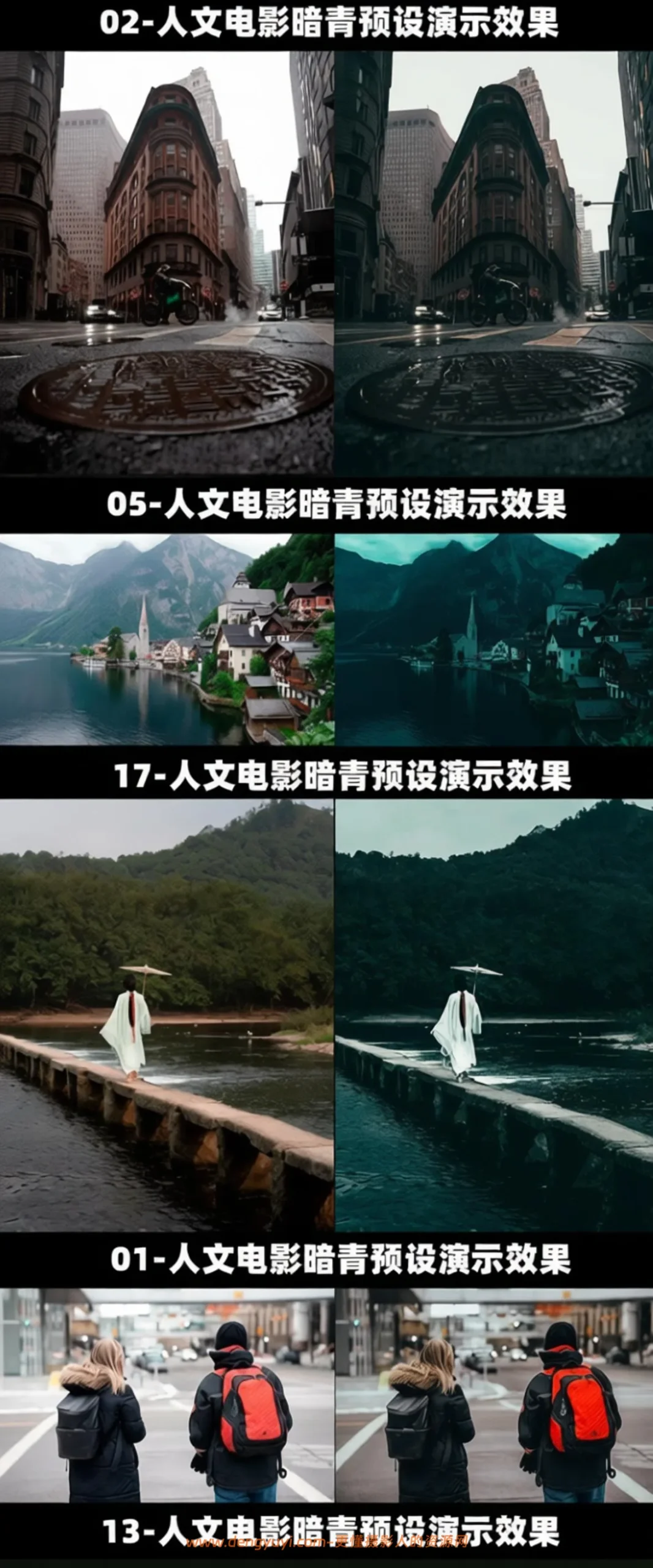 15款暗青电影质感照片视频通用调色预设支持PSLR像素蛋糕剪映达芬奇