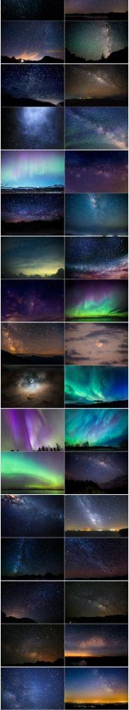50款高清银河星空北极光夜景天空摄影后期叠加图片素材