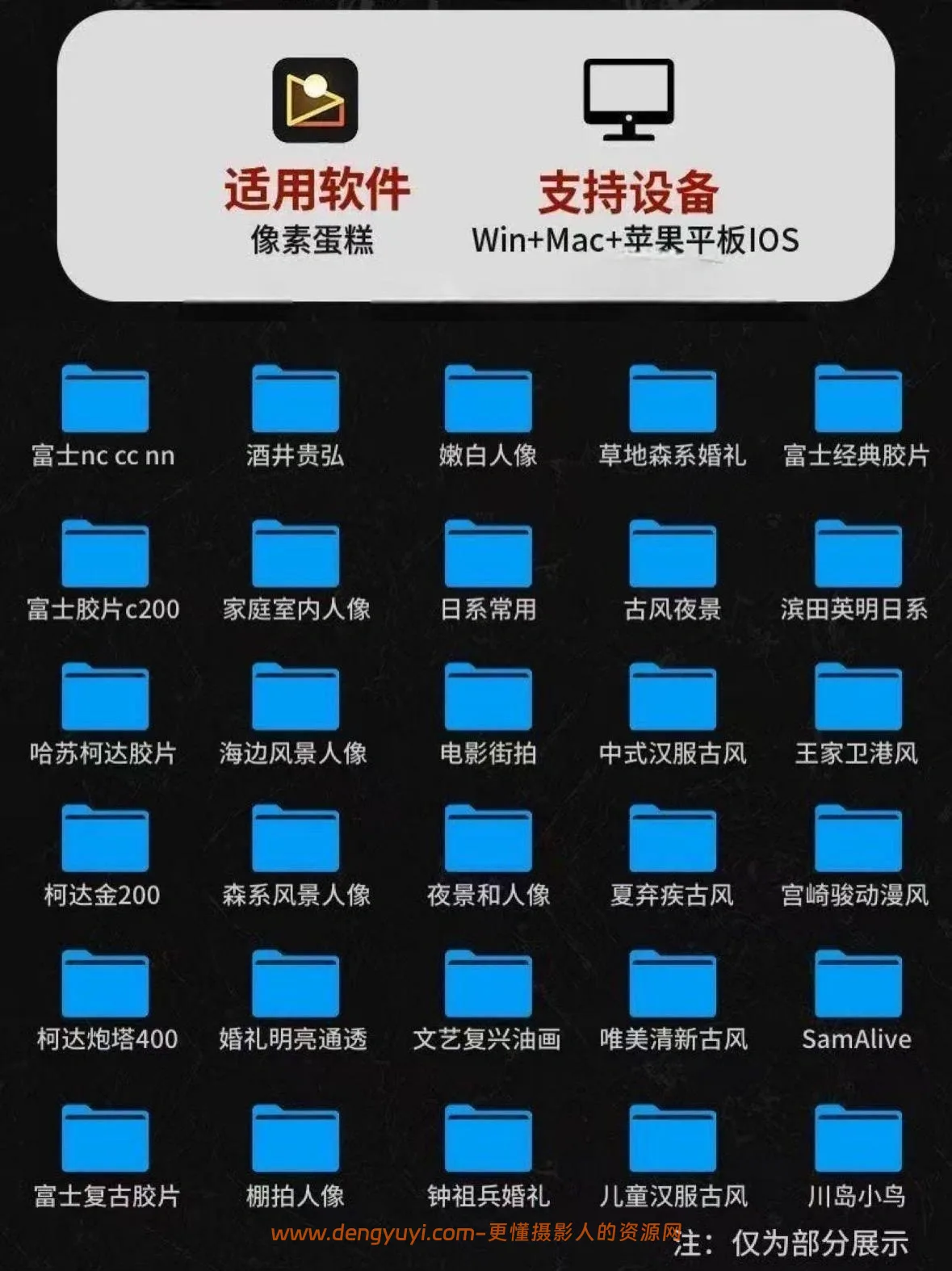 像素蛋糕口令调色预设合集分类清晰
