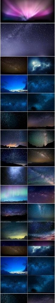 50款高清银河星空北极光夜景天空摄影后期叠加图片素材