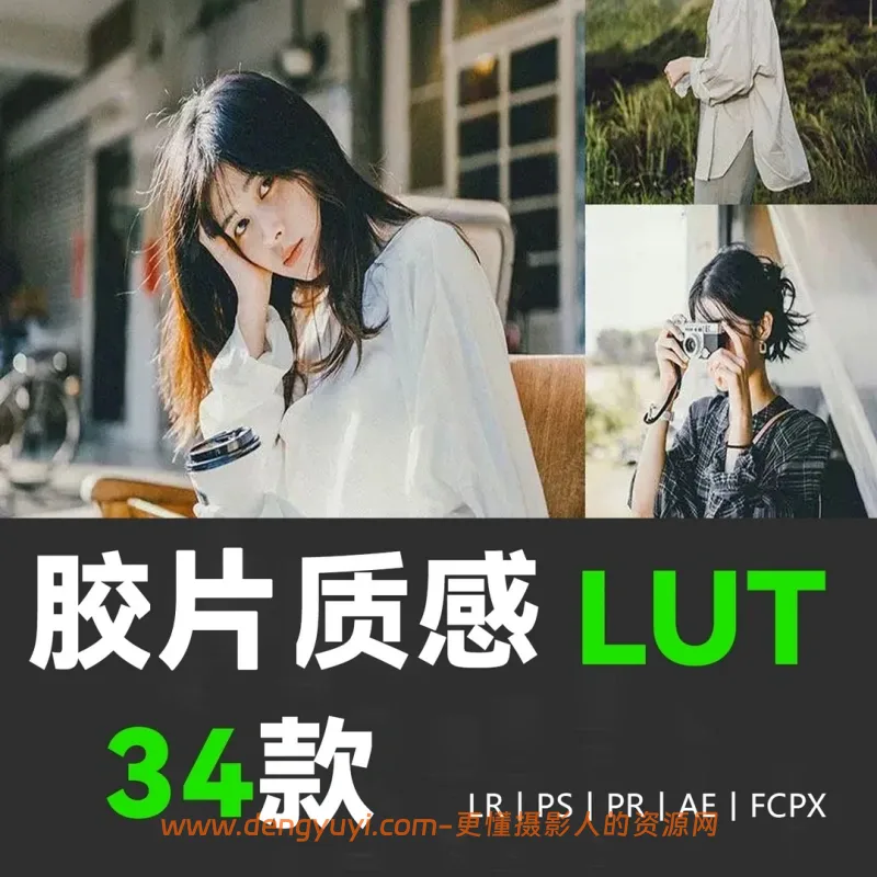 34款胶片模拟人像预设照片视频通用调色预设支持PSLR像素蛋糕剪映达芬奇
