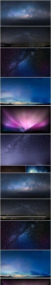 50款高清银河星空北极光夜景天空摄影后期叠加图片素材