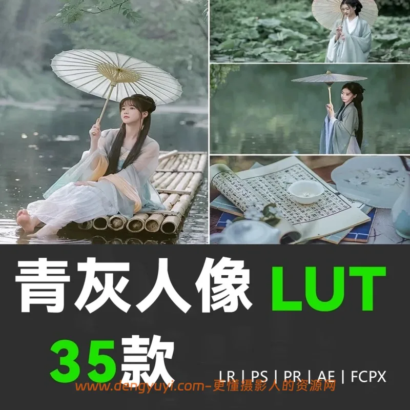 35款青灰色调古风古装汉服照片视频通用调色预设支持PSLR像素蛋糕剪映达芬奇