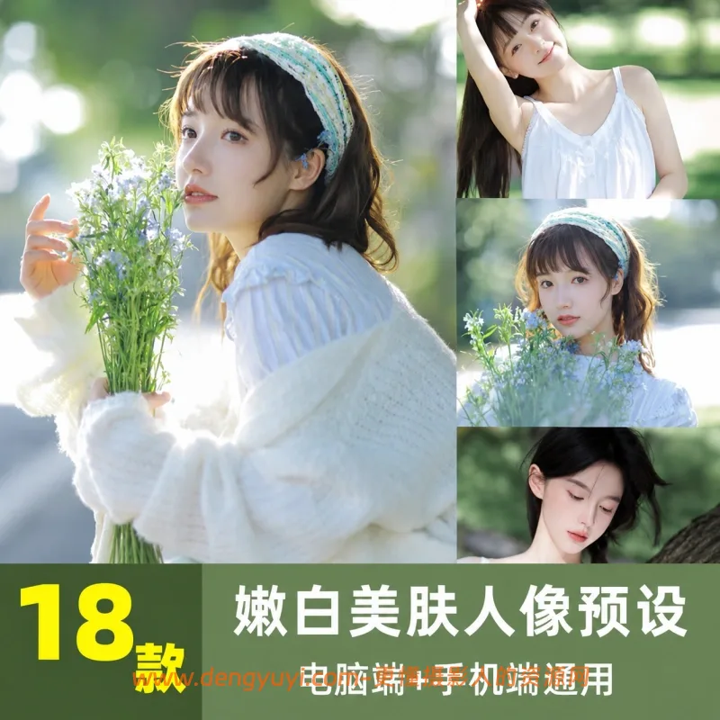 18款嫩白美肤人像调色预设视频照片通用支持导入像素蛋糕